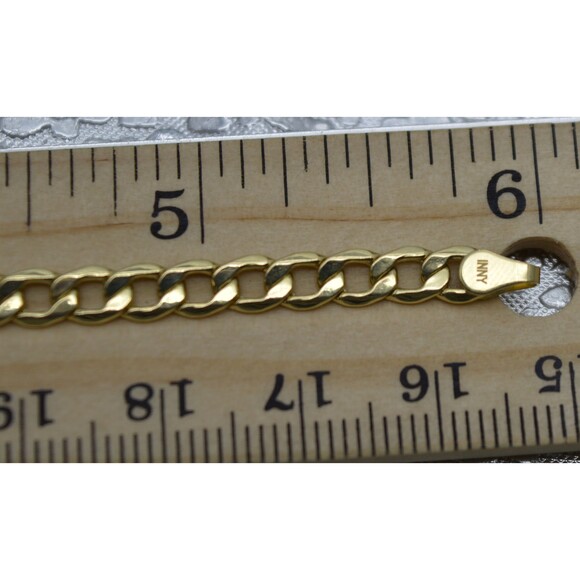 REAL 10K Yellow Gold 6 Flat Curb ID baby Childrens Bracelet + Engraving 3.1gr - Picture 3 of 7